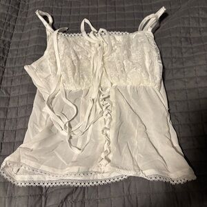 Forest Ink Lace White Top